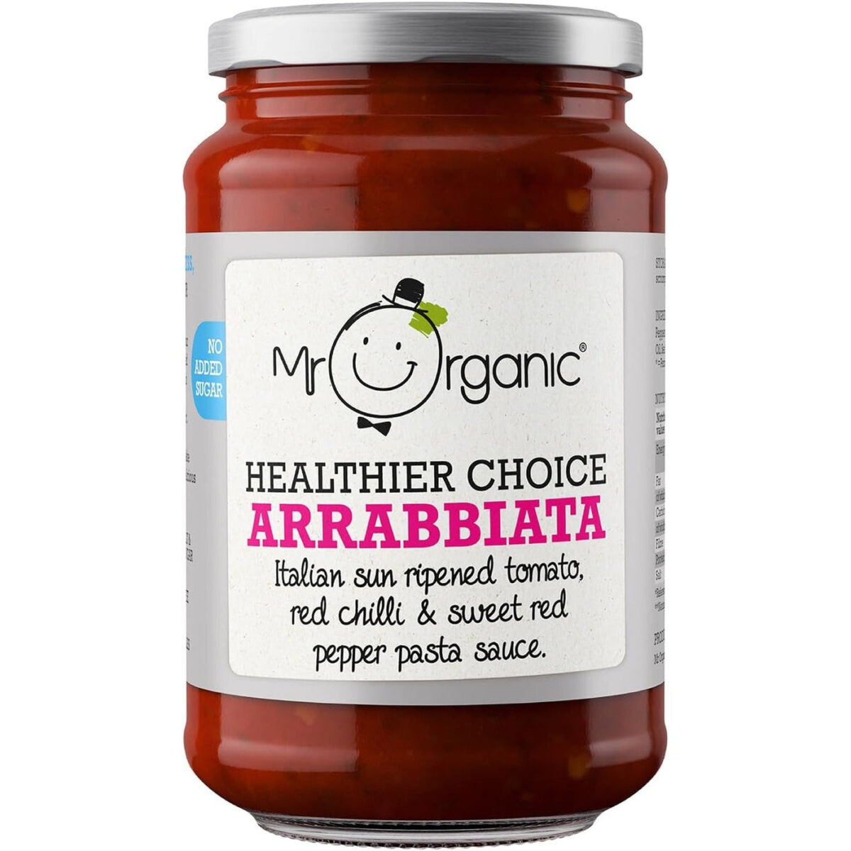 Mr Organic - Arrabbiata Healthier Choice Pasta Sauce - Organic & Gluten-Free - Made with Sun-Ripened Italian Tomatoes, Red Peppers & Chilli - Vegan & Non-Gmo - No Added Sugar - Bold & Spicy Flavour