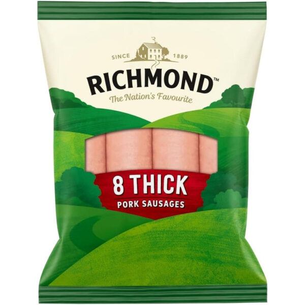 Richmond 8 Thick Pork Sausages 410G