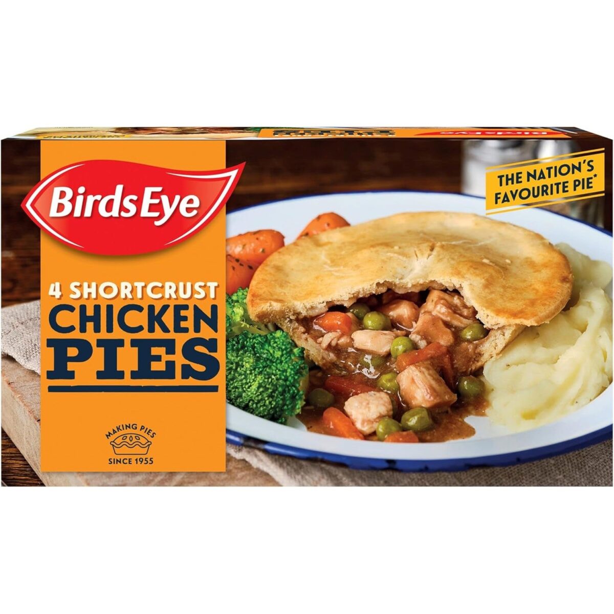 Birds Eye 4 Shortcrust Chicken Pies, 620G (Frozen)