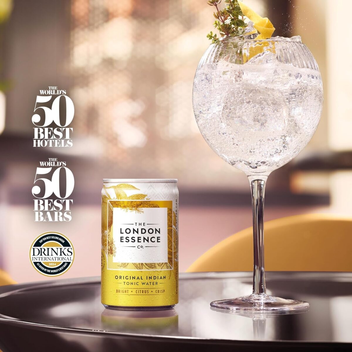 London Essence,Original Indian Tonic, Premium Cocktail Mixer, 150Ml, Pack of 10 Cans, No Artificial Colours Preservatives or Flavours, Low Calorie