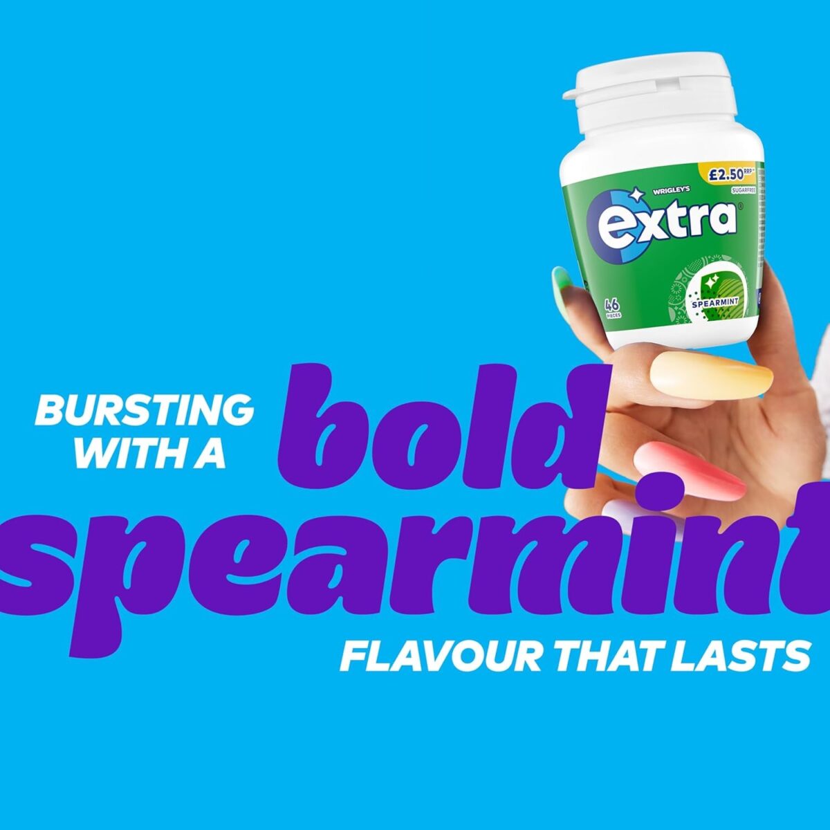 Extra Spearmint Sugarfree Chewing Gum Bottle 46 Pieces