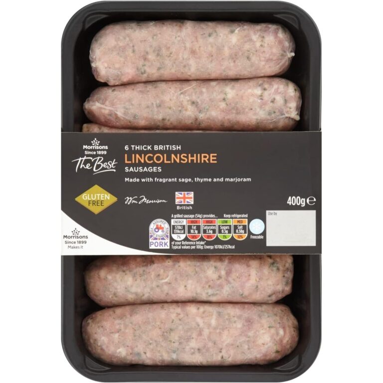 Morrisons the Best Gluten Free 6 Lincolnshire Thick Sausages 400G