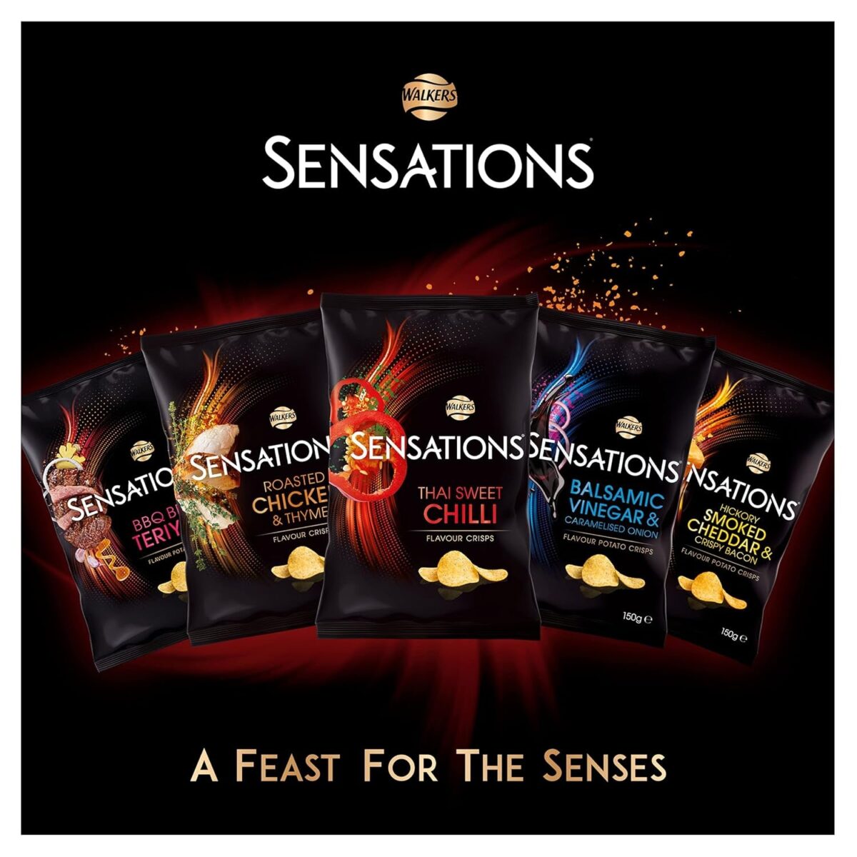 Sensations Roast Chicken and Thyme Thick Cut Premium Potato Crisps, Sharing Bag,150 G (Pack of 1)