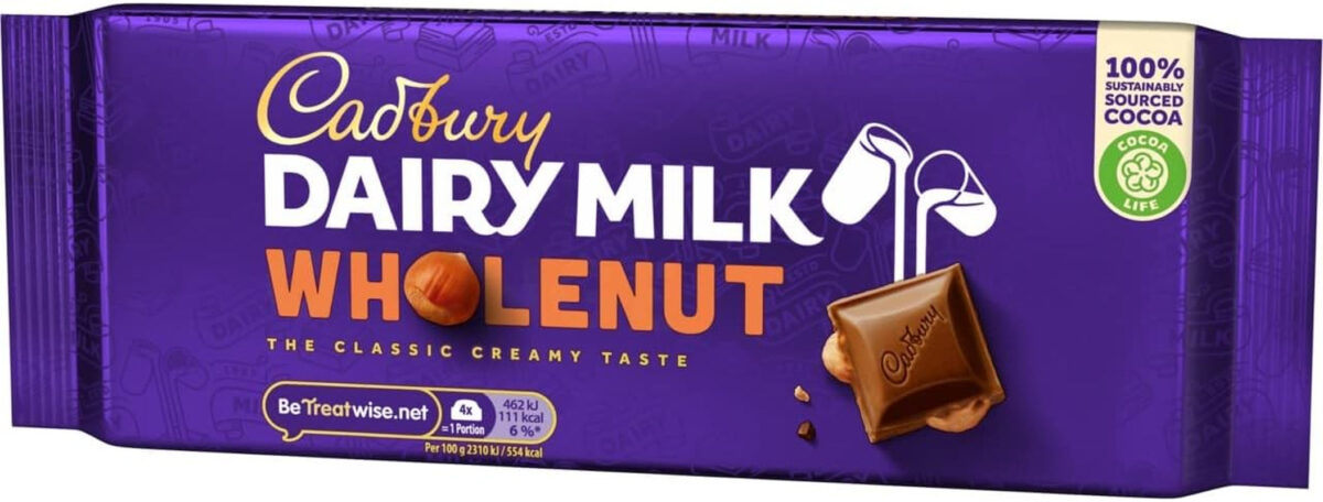 Cadbury Dairy Milk Whole Nut Bar 180 G
