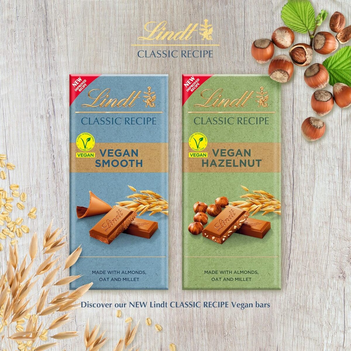 Lindt CLASSIC RECIPE Vegan Chocolate Bar, 100G - Smooth Vegan Oat Chocolate
