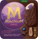 Magnum Chill Blueberry Cookie with Chocolate Made from Rainforest Alliance Certified Cocoa Ice Cream Sticks Crafted with Vegan Biscuit & Vanilla Ice Cream, Blueberry Sorbet and Cookie Pieces 3X 90 Ml