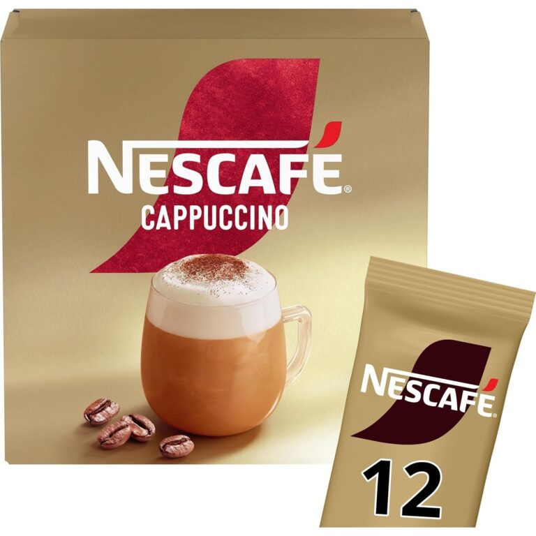 NESCAFÉ Cappuccino Instant Coffee 12 X 15.5G Sachets, 100% Responsibly Sourced Coffee (Pack of 1)