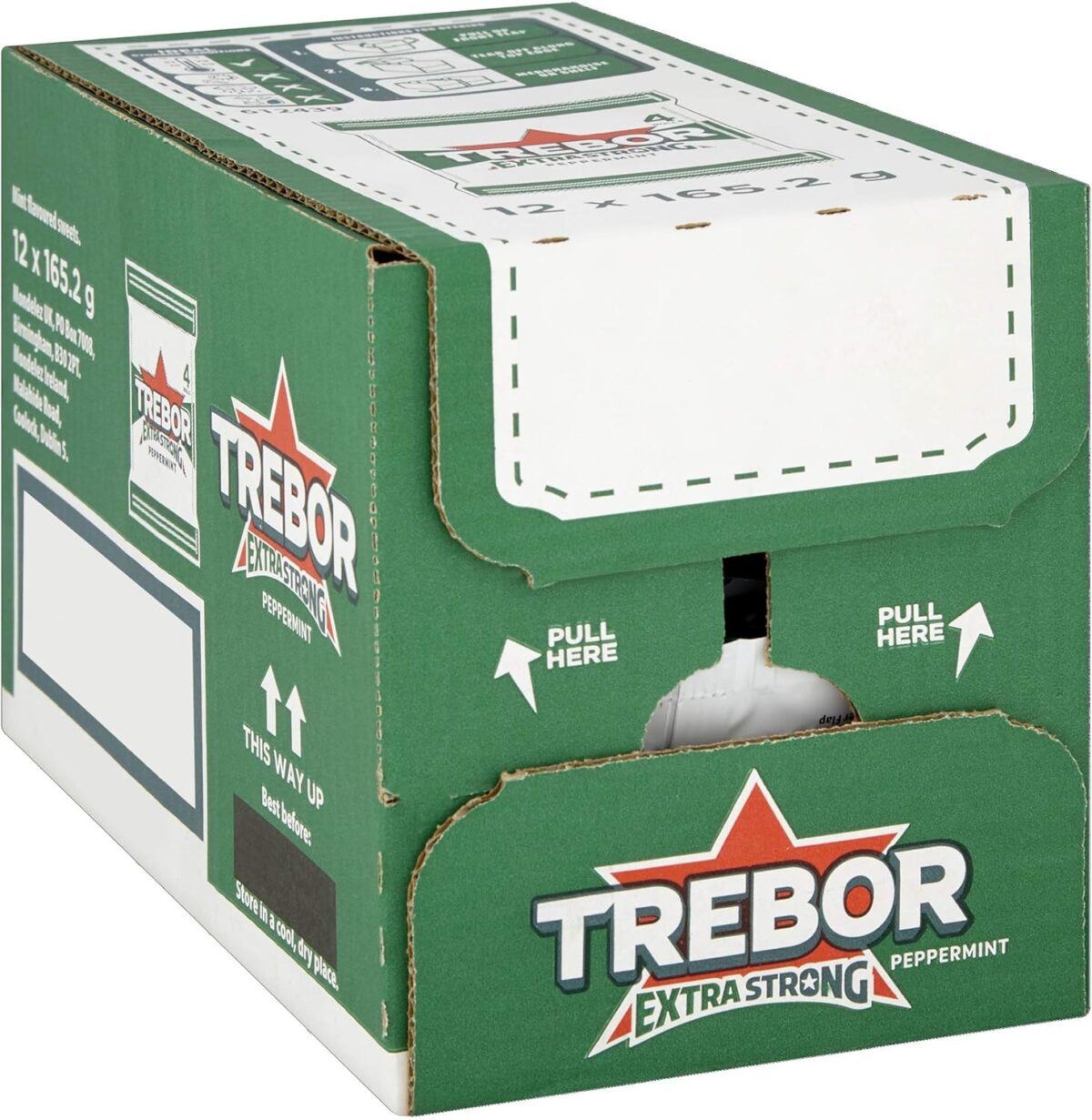 Trebor Extra Strong Peppermint Mints 4 Rolls, 165.2 G