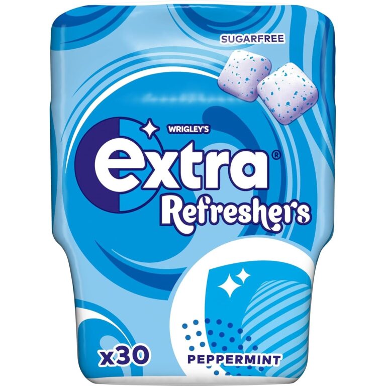 Wrigley'S Extra Refreshers Sugarfree Chewing Gum, Peppermint Flavour Bottle, 1 X 30 Pack