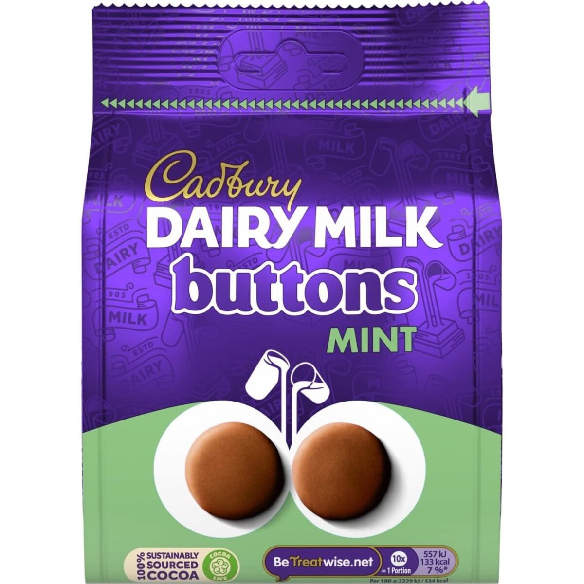 Cadbury Dairy Milk Giant Mint Chocolate Buttons, 110 G