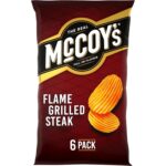 Mccoy'S Flame Grilled Steak Crisps 25G (Pack of 6) - Fully Loaded with Flavour, Iconic Ridged Crisp, Unmistakable Crunch