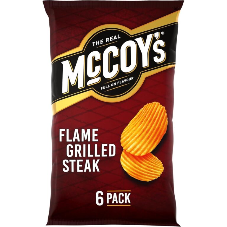 Mccoy'S Flame Grilled Steak Crisps 25G (Pack of 6) - Fully Loaded with Flavour, Iconic Ridged Crisp, Unmistakable Crunch
