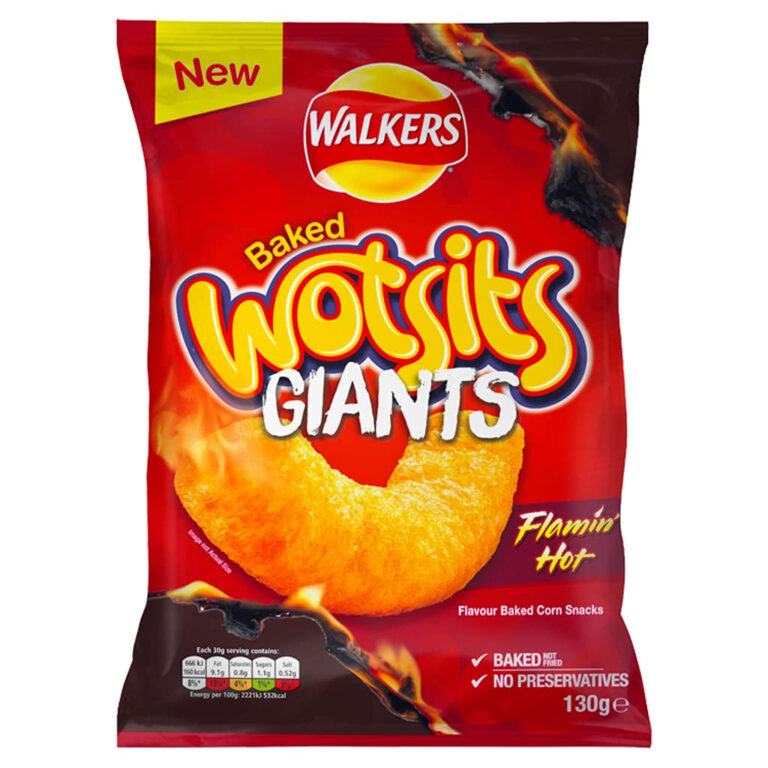 Walkers Wotsits Giants Sweet and Spicy Flamin Hot, Red, 130 G (Pack of 1), Packaging May Vary