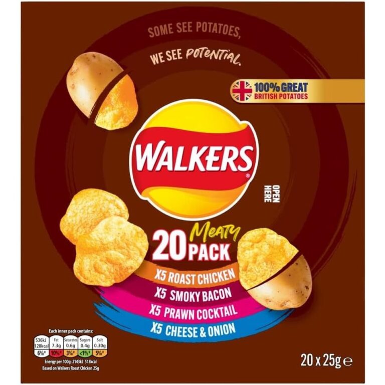 Walkers Meaty Variety Multipack Crisps Box 20X25 G (Packaging May Vary)
