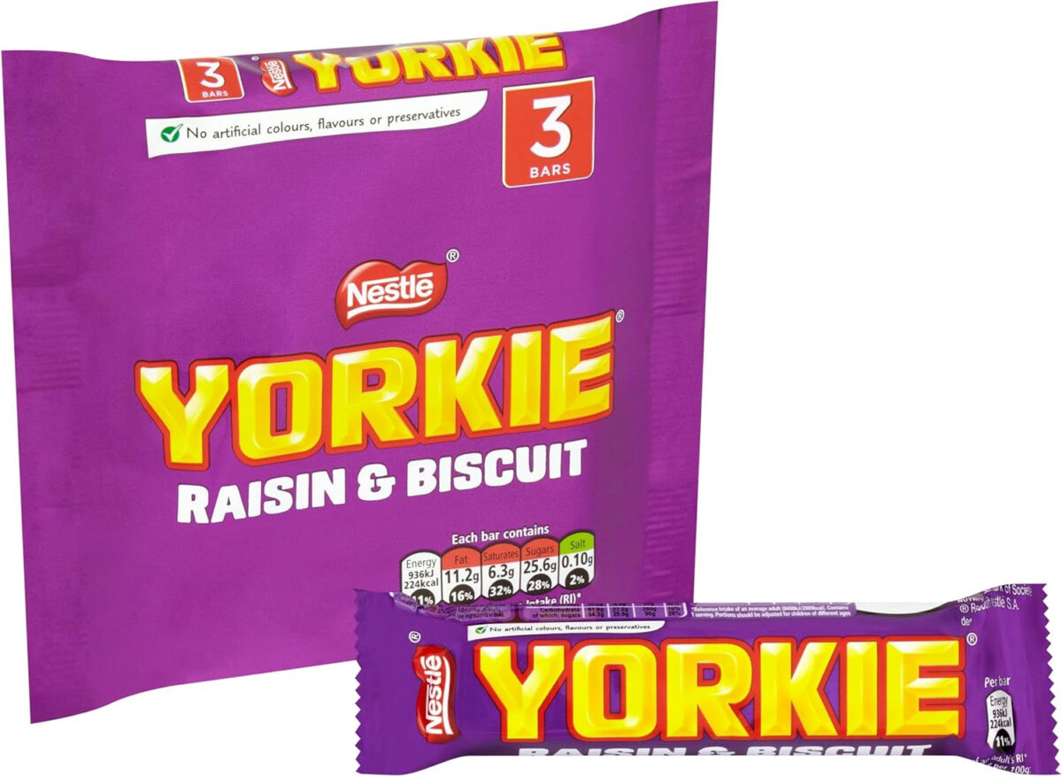 Yorkie Raisin and Biscuit Chocolate, 3X44G