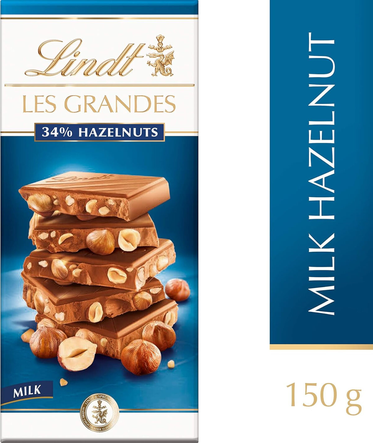 Lindt Les Grandes Milk Chocolate Hazelnut Bar 150G