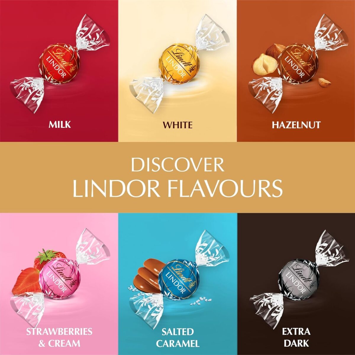 Lindt LINDOR Salted Caramel Chocolate Truffles Box - Approx. 48 Balls, 600G - Perfect for Sharing and Gifting - Chocolate Balls with a Smooth Melting Filling