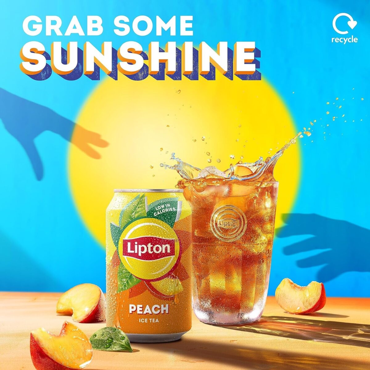 Lipton​ Peach Ice Tea Can 300 Ml​ (Pack of 6), Low Calorie​ Soft Drink​, 100% Black Tea Extract​