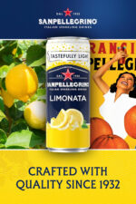 San Pellegrino Italian Sparkling Drinks Tastefully Light Sparkling Lemon Canned Soft Drink 12 X 330Ml | 73K Cals per Can