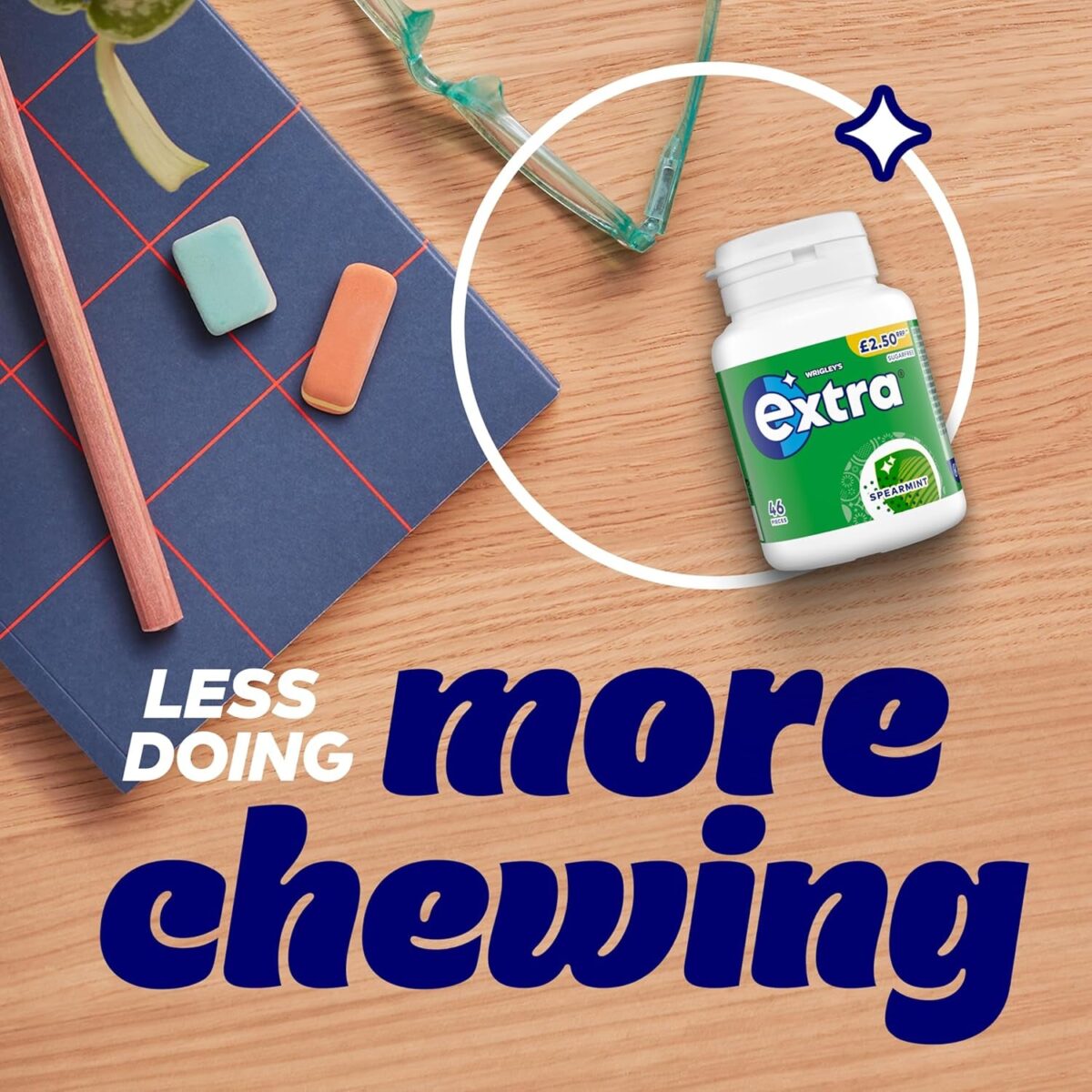 Extra Spearmint Sugarfree Chewing Gum Bottle 46 Pieces