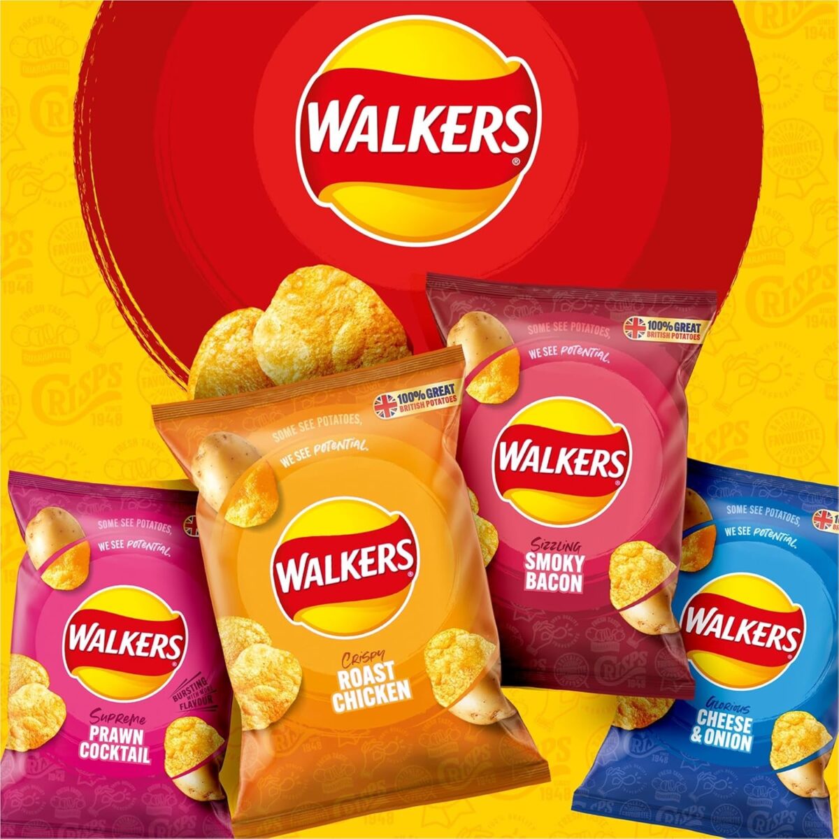 Walkers Meaty Variety Multipack Crisps Box 20X25 G (Packaging May Vary)