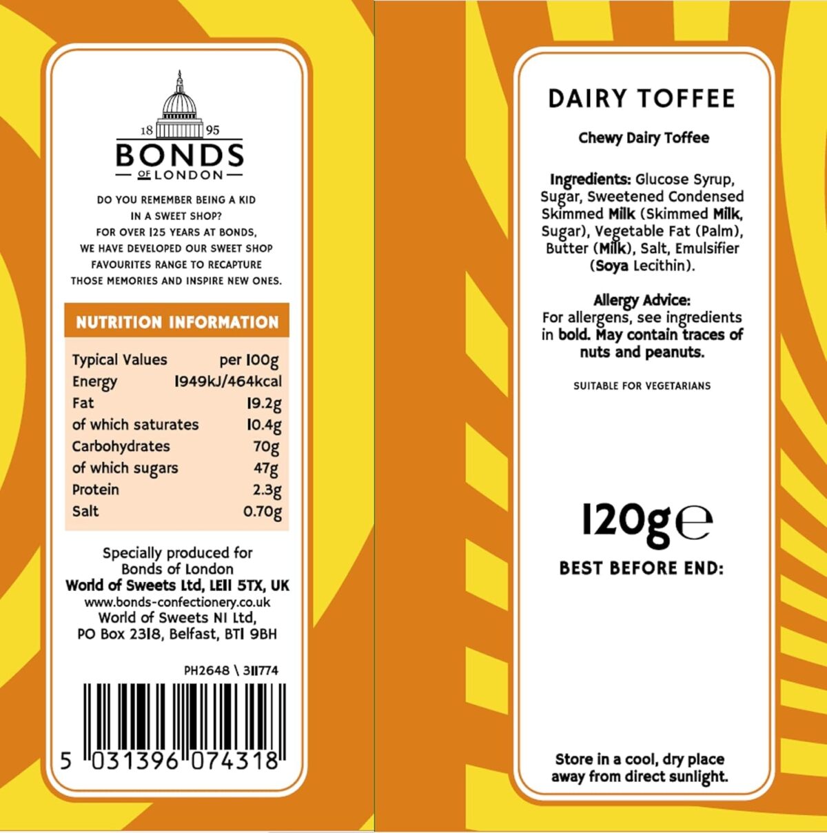 Bonds Dairy Toffee 120G