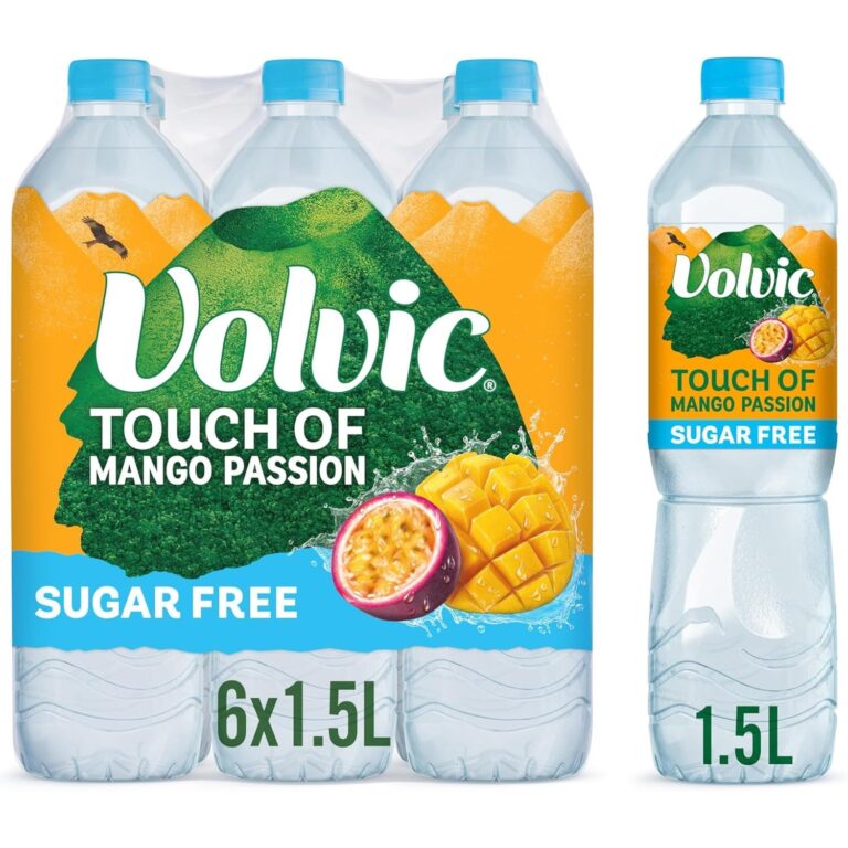 Volvic Touch of Fruit Sugar Free Mango Passion Flavoured Water, 6 X 1.5L