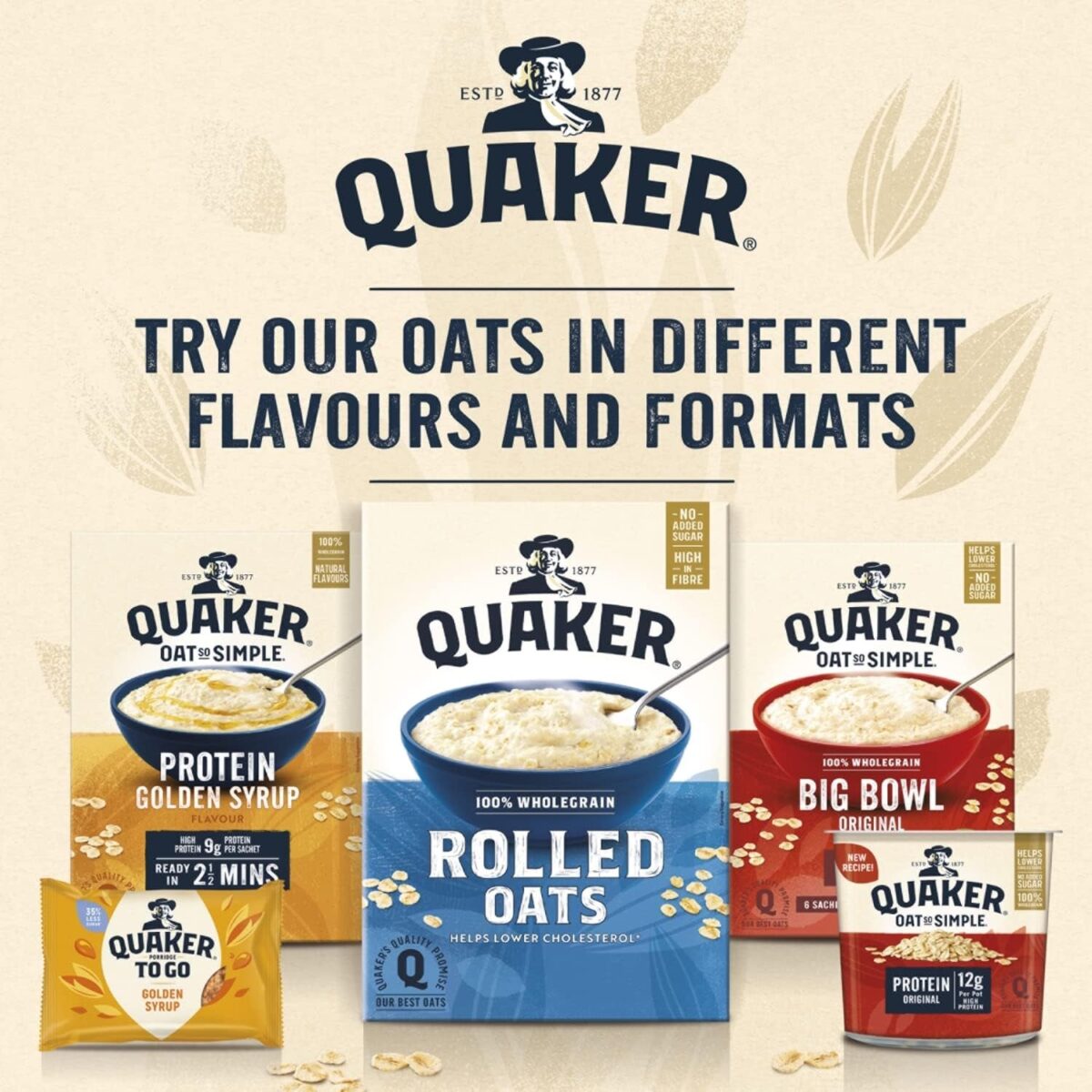 Quaker Oat so Simple Big Bowl Golden Syrup, 6 X 49.6 G