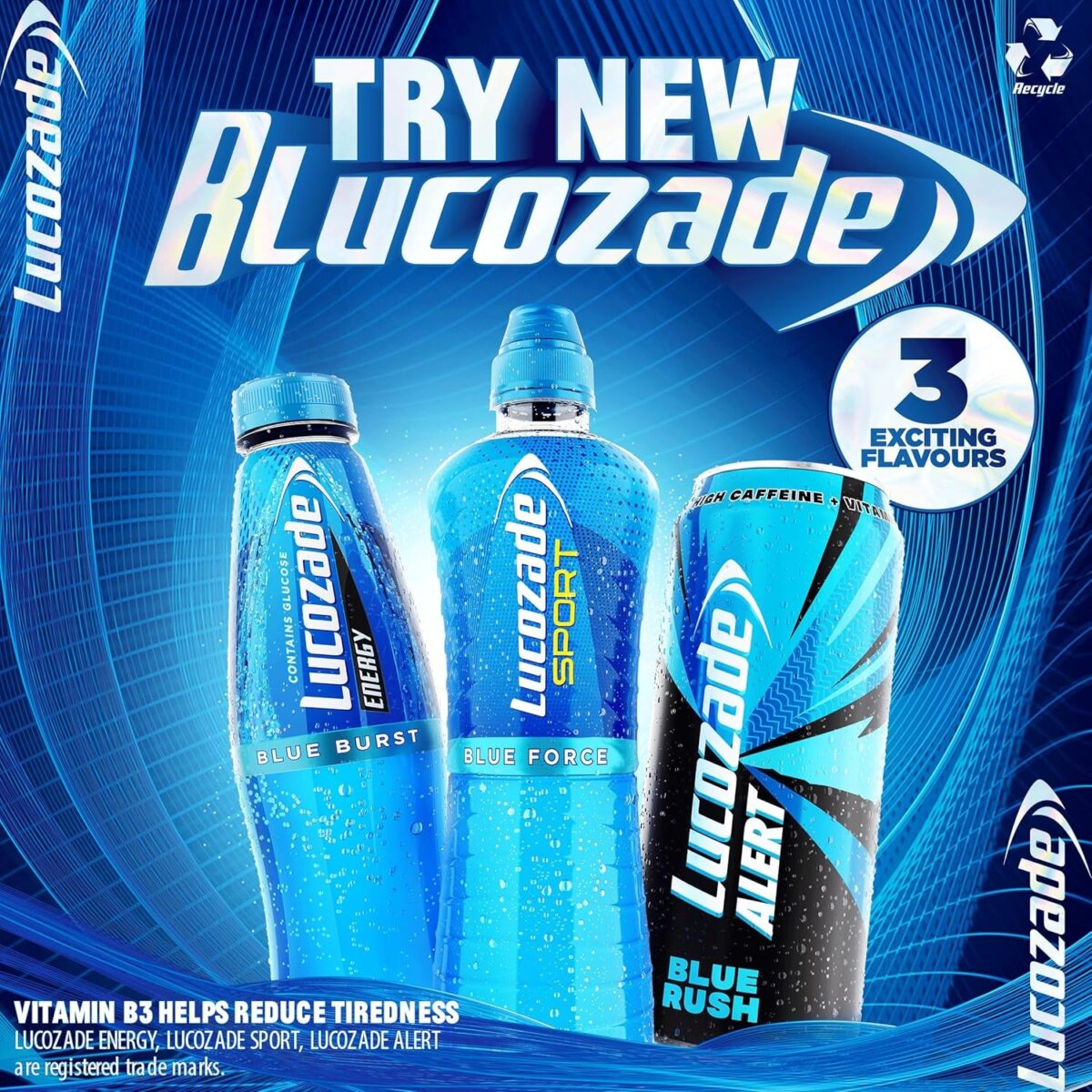 Lucozade Sport Body Fuel - Blue Force 4X500Ml | Isotonic Sports Drink, with Electrolytes and Vitamin B3 | Still | Bursting with Flavour