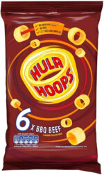 Hula Hoops - BBQ BEEF Multipack 6 X 24G Bags - Deliciously Crunchy Potato Rings - Completely Free from Artificial Flavours, Colours and MSG, Suitable for Vegetarians.