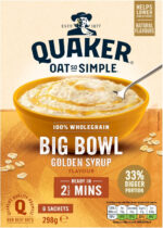 Quaker Oat so Simple Big Bowl Golden Syrup, 6 X 49.6 G