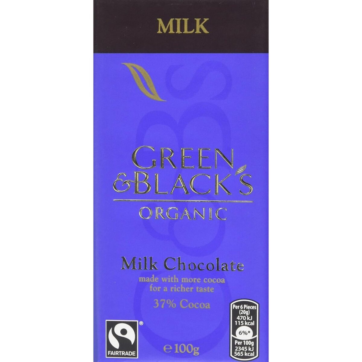 Green & Black'S Organic Milk Chocolate Bar, 90 G