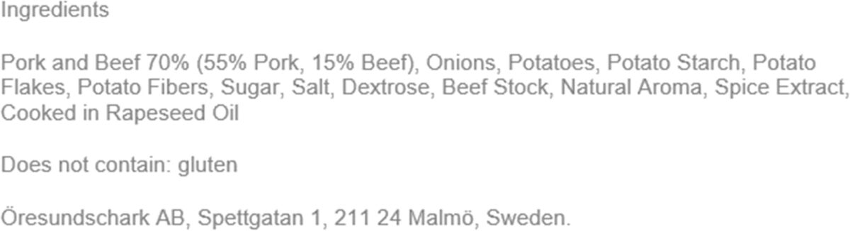 Öresundschark AB Swedish Meatballs, 900G (Frozen)