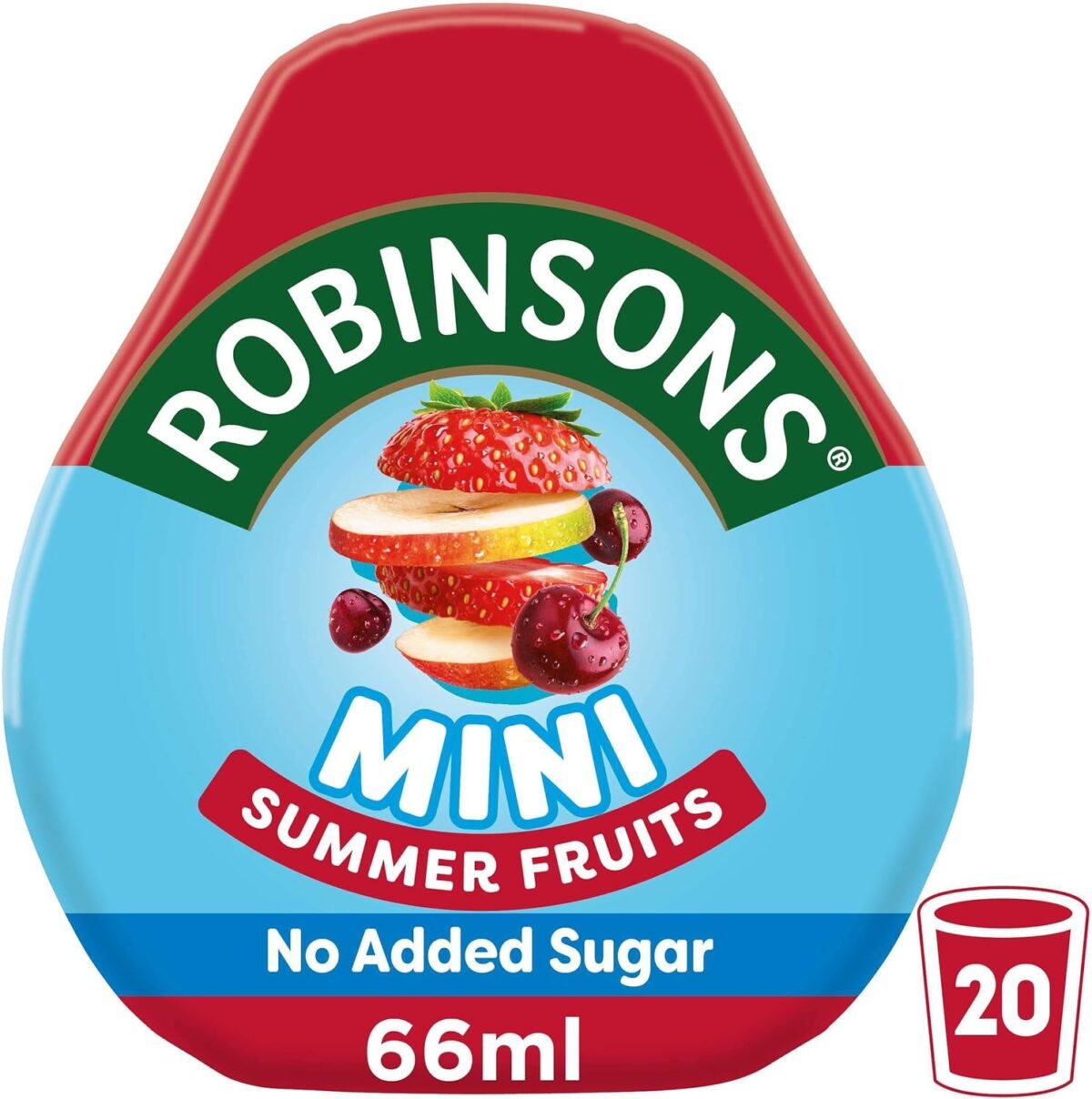Robinsons Mini - No Added Sugar - Low Calorie - Summer Fruits - Makes 20 Drinks per Pack