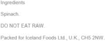 Iceland Whole Leaf Spinach 1.2Kg