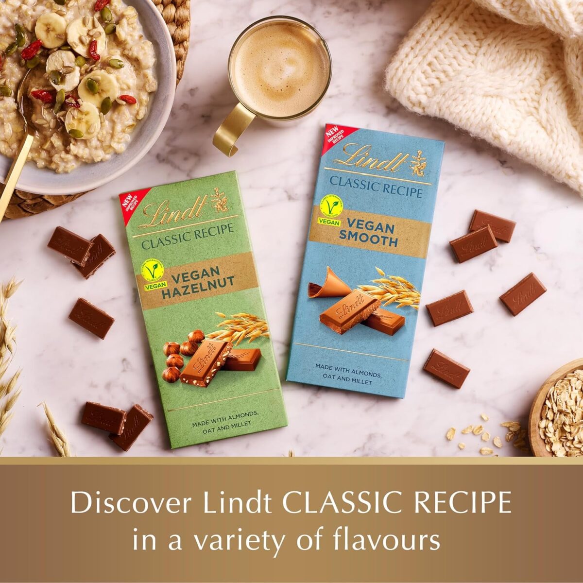 Lindt CLASSIC RECIPE Vegan Chocolate Bar, 100G - Smooth Vegan Oat Chocolate