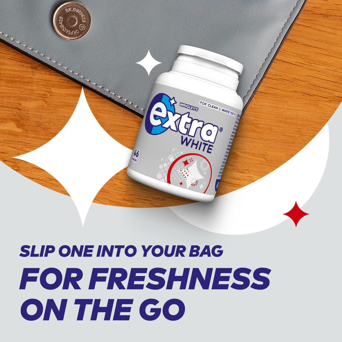 Extra White Chewing Gum, Sugar Free, 46 Pieces