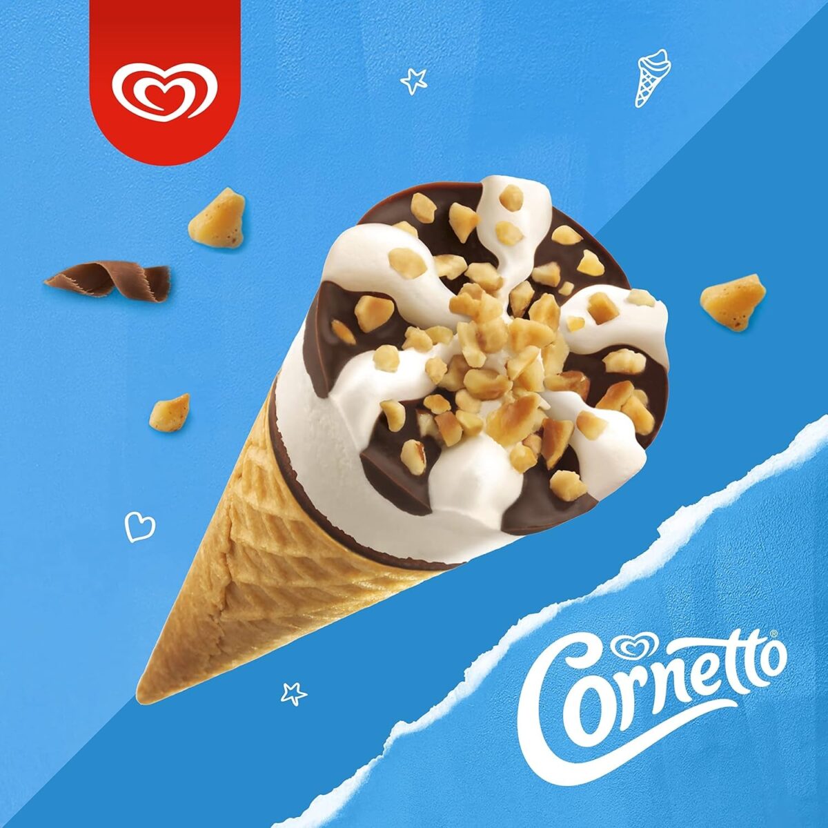 Cornetto Classico Ice Cream Cone with a Legendary Chocolate Tip Chocolate and Vanilla Flavour Treat 6 X 90 Ml
