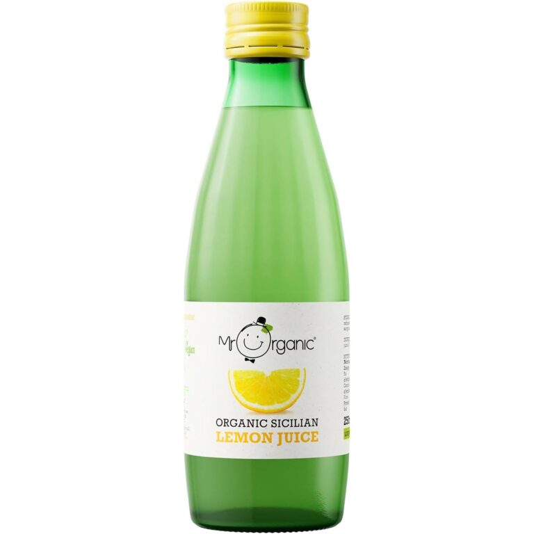 Mr Organic - Sicilian Lemon Juice - 100% Pure and Organic Juice, 250Ml Bottle - Perfect for Cooking, Baking, and Adding Zesty Flavour to Your Recipes