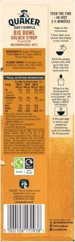 Quaker Oat so Simple Big Bowl Golden Syrup, 6 X 49.6 G