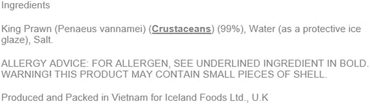 Iceland Peeled Raw King Prawns 225G (Frozen)