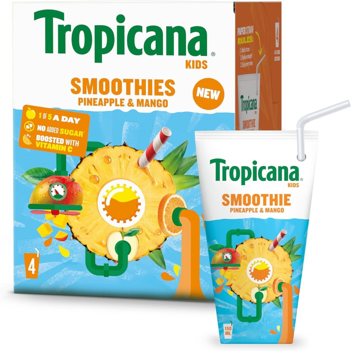 Tropicana Kids Pineapple & Mango Smoothie 4X150Ml​