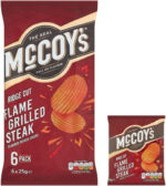 Mccoy'S Flame Grilled Steak Crisps 25G (Pack of 6) - Fully Loaded with Flavour, Iconic Ridged Crisp, Unmistakable Crunch