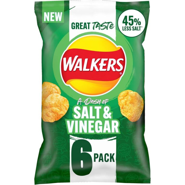 Walkers Less Salt Dash of Salt & Vinegar 6Pk Green