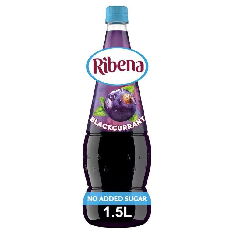 Ribena Blackcurrant Squash No Added Sugar 1.5L – Real British Blackcurrants | Rich in Vitamin C | No Artificial Colours or Flavours | 100% Recycled Plastic Bottle