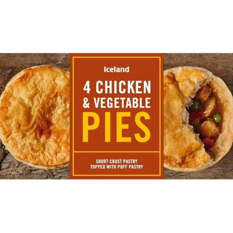 Iceland 4 Chicken and Vegetable Pies 568G (Frozen)