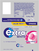 Wrigley'S Extra White Bubblemint, 5 X 10 Pieces