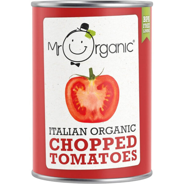 Mr Organic - Italian Organic Chopped Tomatoes 400G - Non-Gmo, No Additives, Sustainable Sourcing, Bursting with Flavour - Perfect for Classic Italian Dishes