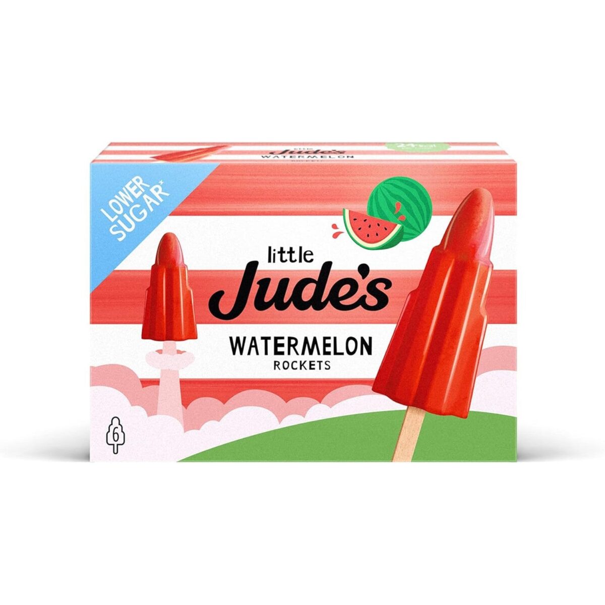 Little Jude'S Watermelon Rocket Lollies, 6 X 55Ml (Frozen)