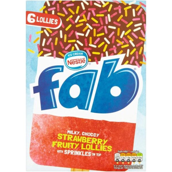 Nestlé Fab Ice Cream Strawberry, 6 X 58Ml (Frozen)
